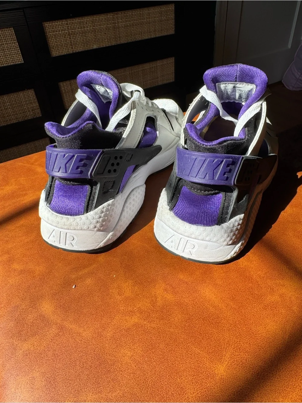Nike Huarache Sneakers in White, Black & Purple (Women’s 9)